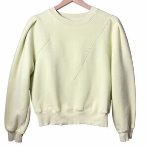 All:Row Cropped Crewneck Sweatshirt Pleated Shoulder 100% Cotton Size Small